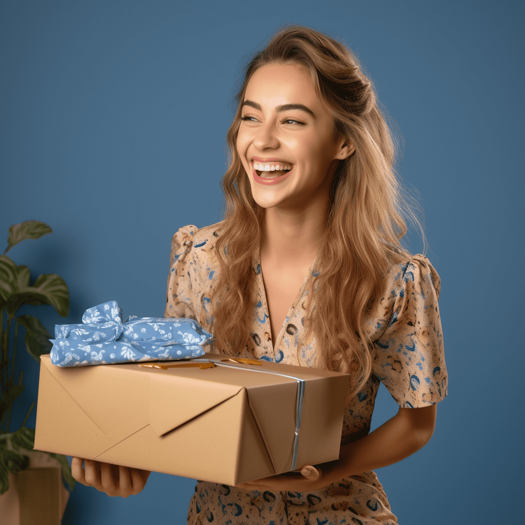 cliente feliz de recibir su
paquete